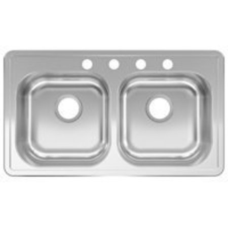 KINDRED KINDRED RDLA3319-6-4CBN Kitchen Sink, 14 in W Bowl, 6 in D Bowl, Stainless Steel RDLA3319-6-4CBN